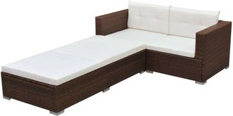 vidaXL Vidaxl - Set Muebles De Jard&iacute;n 3 Piezas Y Cojines Rat&aacute;n Sint&eacute;tico Marr&oacute;n