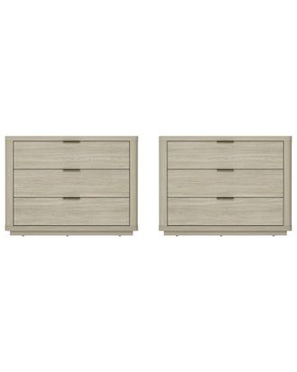 Manhattan Comfort Set Of 2 Evelyn Modern Nightstands 4.0 With 6 Full Extension Drawers