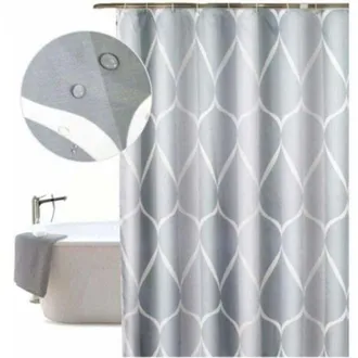 OEM Cortina De Ducha De Poli&eacute;ster Antimoho De 80x200 Cm, Color Gris Original, Impermeable, Lavable A M&aacute;quina, Con 8 Ganchos Inoxidables Y Dobladillo Estab