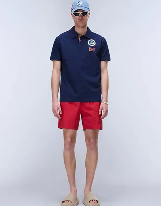 Napapijri Mens Napapijri Box Logo Swimming Shorts - Red - Size: 39/38/32