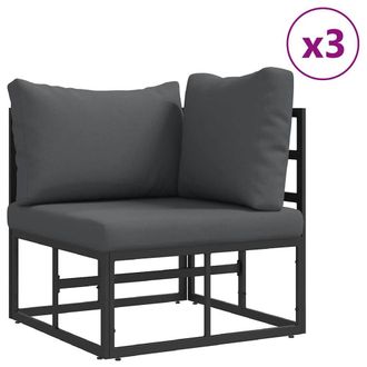 Berkfield Home Garden Sofa Set 9 pcs Black 353 x 353 x 71 cm Aluminium