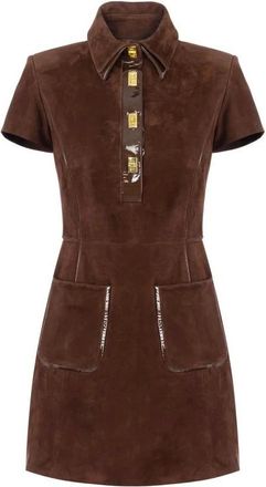 Elisabetta Franchi Dames, Jurken, Bruin, Maat: S Suède