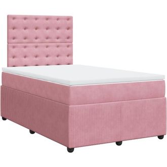vidaXL Cama Box Spring Con Colch&oacute;n Terciopelo Rosa 120x190 Cm Vidaxl