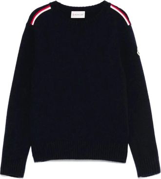 Moncler Kids Sweatshirts, male, Blue, 6 Y, Blue Kids Cotton Wool Jumper