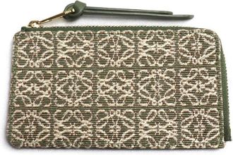 Loewe Green Canvas Leather Coin Purse/Coin Case (Pre-Owned)