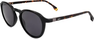 HUGO BOSS Mens 51 mm Black Havana Sunglasses