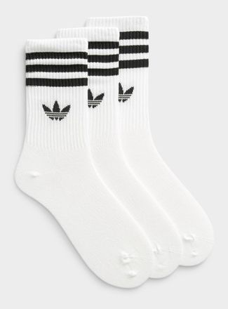 adidas Mens Black and white stripe ribbed socks 3-pack
