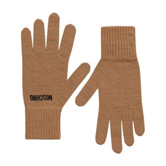 Moschino Gebreide handschoenen van wolmix - Dames - Accessoires - Bruin - Maat: S/M Wol