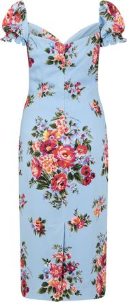 Dolce & Gabbana Womens Midi Silk Dress Light Blue Floral