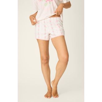 PJ Salvage Roses Are Pink Double Brushed Pointelle Pajama Shorts in Ivory at Nordstrom, Size X-Small