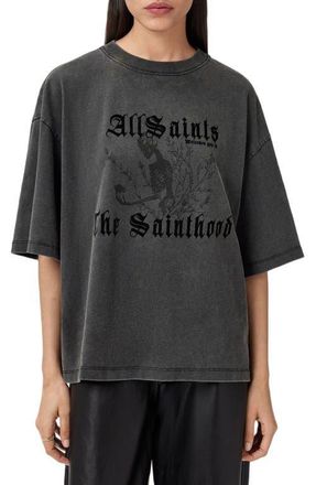 AllSaints Novus Amelie Cotton Graphic T-Shirt in Washed Black at Nordstrom, Size Medium