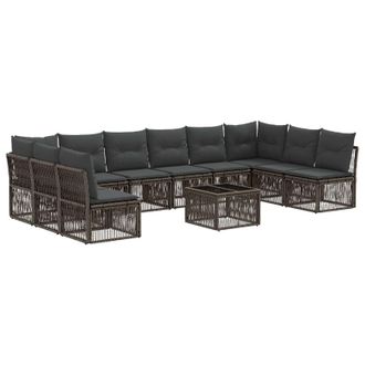 vidaXL Conjunto De Sof&aacute;s De Jard&iacute;n 11 Pcs Gris Rat&aacute;n Sint&eacute;tico Vidaxl