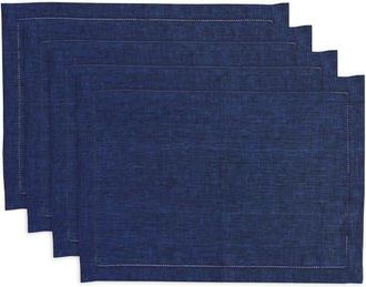 Solino Home Linen Placemats Set of 4, 14 x 19 Inch for Dining Table, Holiday and Everyday Table Decor - Milan in Royal Blue at Nordstrom, Size Medium