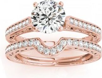 Allurez Diamond Antique Style Bridal Set 14k Rose Gold (0.24ct)