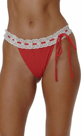 Frankies Bikinis Lacey Micro Bikini Bottom In Spice Dot
