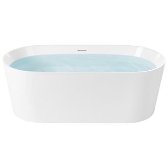 Beliani Ba&ntilde;era Independiente Moderna De Acr&iacute;lico Forma Ovalada Con Sistema De Rebosadero 167 Cm Blanco Restinga