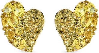 Piranesi Orecchini Heart Wave piccoli in oro giallo 18 carati con zaffiri