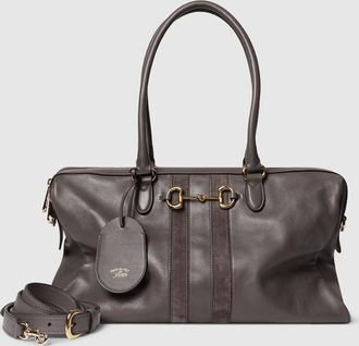 Gucci Borsetto Large Boston Bag, Grey, Leather