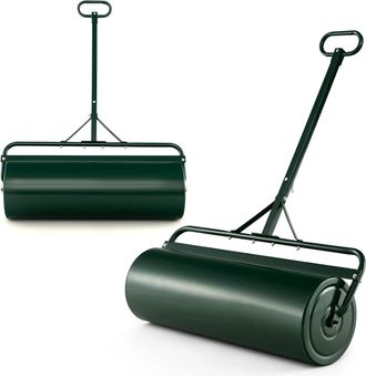 Costway Costway 63l Rodillo De C&eacute;sped De Metal, Ancho: 90 Cm, &Oslash;: 30 Cm, Rodillo Cesped Llenado De Agua/arena Empujado/remolcado Con Mango De Agarre Desmontabl
