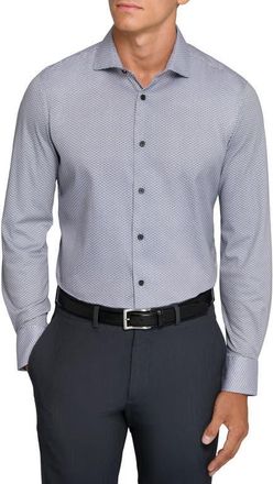 W.R.K Reworked Slim Fit Grey Medallion Print Cotton Dress Shirt at Nordstrom, Size 17.5 - R