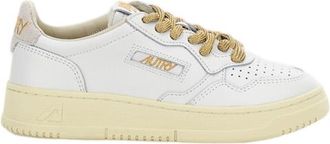 Autry White Medalist Low Lurex Leather Sneakers