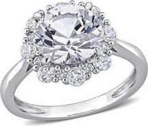 Delmar Lab Grown White Sapphire Halo Ring at Nordstrom Rack, Size 5