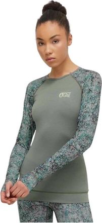 Picture Milita Printed Longsleeve - Dames - Thermokleding winter - Groen - S - Leer - Fitness