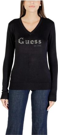 Guess Zwarte V-hals Gebreide kleding voor herfst/winter - Dames - V-hals truien - Zwart - L - Truien & Vesten