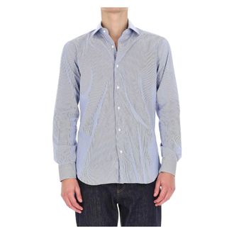 Barba Camicia bacchettata in popeline stretch linea Milano - Heren - Casual Overhemden - Wit - XL - Overhemden