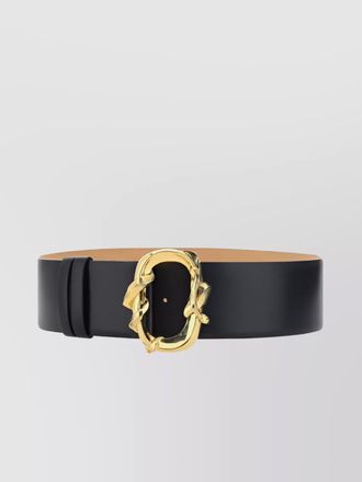 Alexander McQueen adjustable leather snake belt with metallic buckle