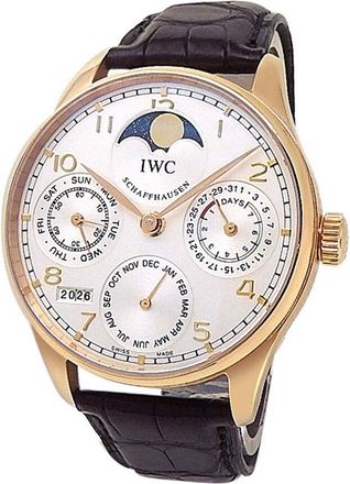 IWC Pre-owned IWC Portuguese Perpetual Calendar Silver Dial Mens Watch IW502213