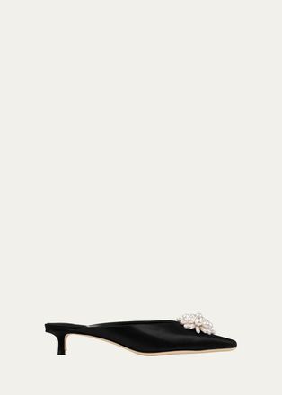 Jimmy Choo London 35mm Ines Pearly Satin Mules