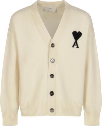 Ami Vilten Truien - Heren - Vesten - Beige - S - Wol - Truien & Vesten