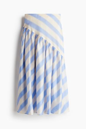 H&M Drapierter Jupe aus einer Lyocellmischung - Weiss/Hellblau Gestreift