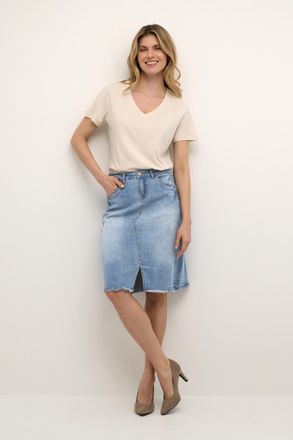 Cream Denim rok A-shape blue