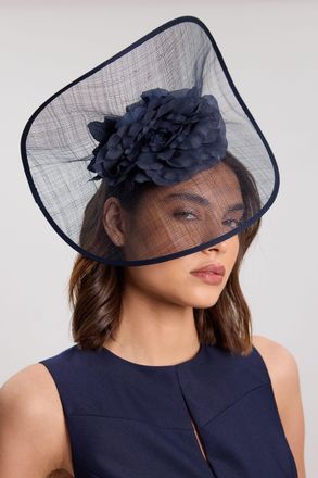 Karen Millen Womens Flower Trim Headband Fascinator - Navy - One Size