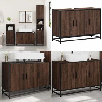 vidaXL Mobile Lavabo Bagno Rovere Marrone 90x33x60cm Legno Multistrato - Lavabo - Bagno