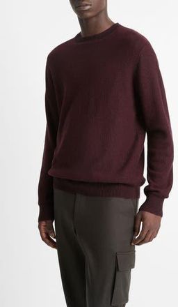 Vince Geometric Jacquard Wool & Cotton Blend Crewneck Sweater in Malbec/Black at Nordstrom Rack, Size Xx-Large