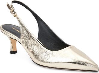 Bruno Magli Palerma Slingback Pointed Toe Kitten Heel Pump in Platino at Nordstrom, Size 10.5