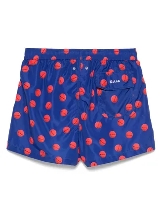 Kiton Logo-Print Swim Shorts - Blue