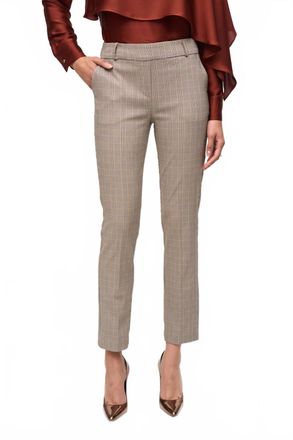 Joseph Ribkoff Pull On Straight Plaid Pant In Beige Multi