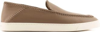 Giorgio Armani whipstitch-embellished leather sneakers - men - Lamb Fur - 12 - Brown