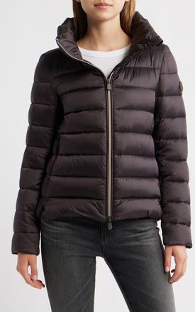 Save The Duck Elsie Water Resistant Quilted Puffer Coat in Brown Black at Nordstrom, Size 2