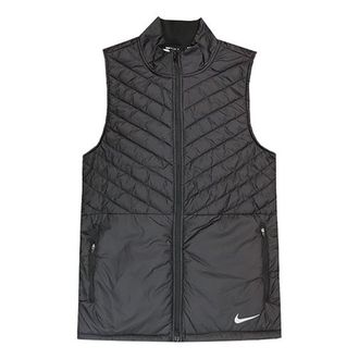 Nike Loose Stand Collar Woven Pattern Zipper vest Black CJ5479-010