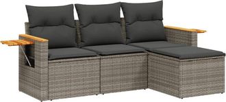 vidaXL Vidaxl - Set De Sof&aacute;s De Jard&iacute;n 4 Pzas Y Cojines Rat&aacute;n Sint&eacute;tico Gris