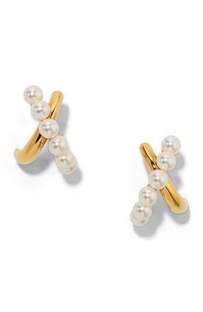 Nadri Esme Faux Pearl Hoop Earrings in Gold at Nordstrom