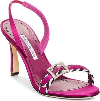 Manolo Blahnik Sumbasan Buckle Slingback Sandal in Dark Pink at Nordstrom, Size 38.5