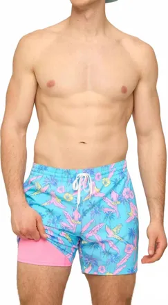 Chubbies Flock Parties Classic Swim Trunk In Turquoise