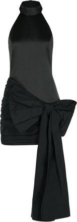 Rotate Dress With Bow In Black Polyester