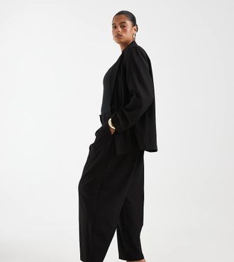 Pieces Pieces Curve pantaloni sartoriali a gamba bombata coordinati neri-Nero